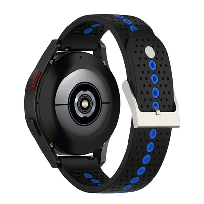 20mm Universal Colorful Hole Silicone Watch Band(Black Blue) - Smart Wear by buy2fix | Online Shopping UK | buy2fix