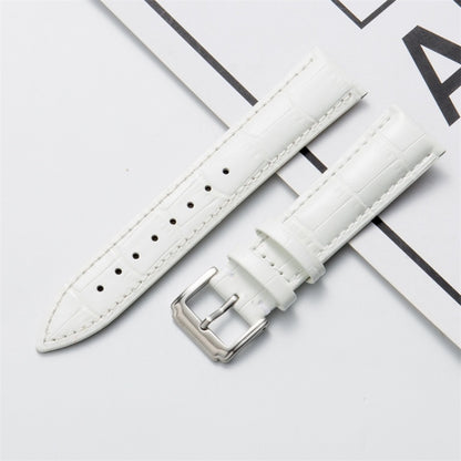 20mm Calf Leather Watch Band(White) - Smart Wear by buy2fix | Online Shopping UK | buy2fix