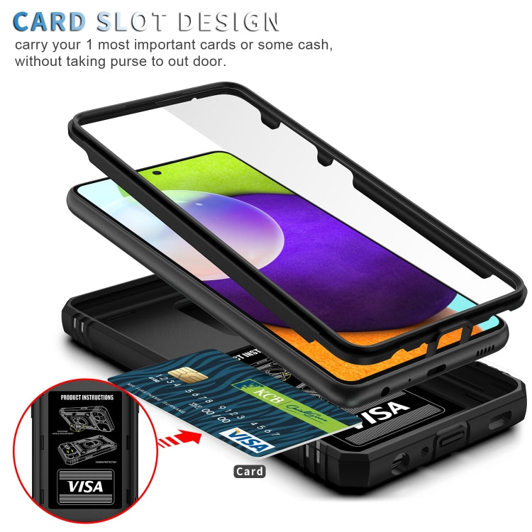 For Samsung Galaxy A52 Sliding Camera Cover Design TPU + PC Protective Case with 360 Degree Rotating Holder & Card Slot(Black+Black) - Samsung Accessories by buy2fix | Online Shopping UK | buy2fix