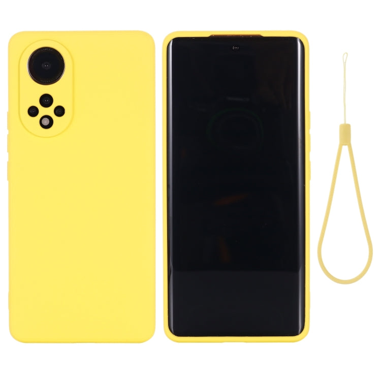 For Huawei Nova 9 Solid Color Liquid Silicone Dropproof Full Coverage Protective Case(Yellow) - Mobile Accessories by buy2fix | Online Shopping UK | buy2fix