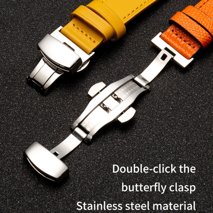 Butterfly Clasp  Top Layer Cowhide Leather Strap Watch Band For Apple Watch Ultra 49mm / Series 8&7 45mm / SE 2&6&SE&5&4 44mm / 3&2&1 42mm(Orange) - Watch Bands by buy2fix | Online Shopping UK | buy2fix