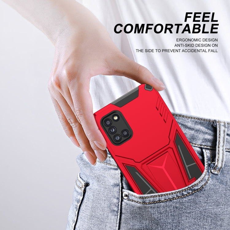 For Samsung Galaxy A31 Super V Armor PC + TPU Shockproof Case with Invisible Holder(Red) - Samsung Accessories by buy2fix | Online Shopping UK | buy2fix