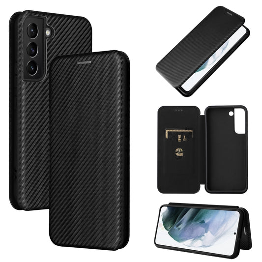 For Samsung Galaxy S22 Carbon Fiber Texture Horizontal Flip Leather Phone Case(Black) - Samsung Accessories by buy2fix | Online Shopping UK | buy2fix