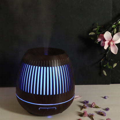 400ml Hollow-out LED Humidifier Wood Grain Air Purifier Aromatherapy Machine Automatic Alcohol Sprayer with Colorful LED Light, Plug Specification:EU Plug(Dark Brown) - Home & Garden by buy2fix | Online Shopping UK | buy2fix