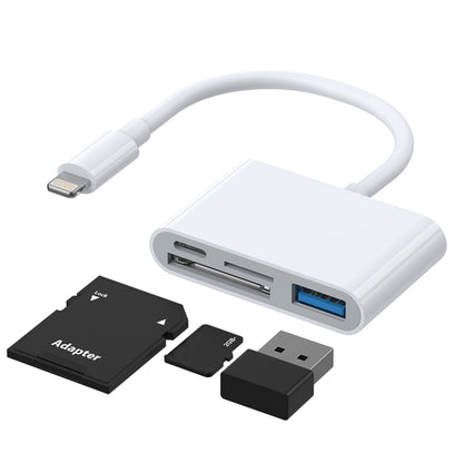 JOYROOM S-H142 4 in 1 8 Pin to SD / TF Card + 8 Pin Charge + USB Interface OTG Camera Reader Adapter, Compatible with IOS 13(White) - Converter & Adapter by JOYROOM | Online Shopping UK | buy2fix