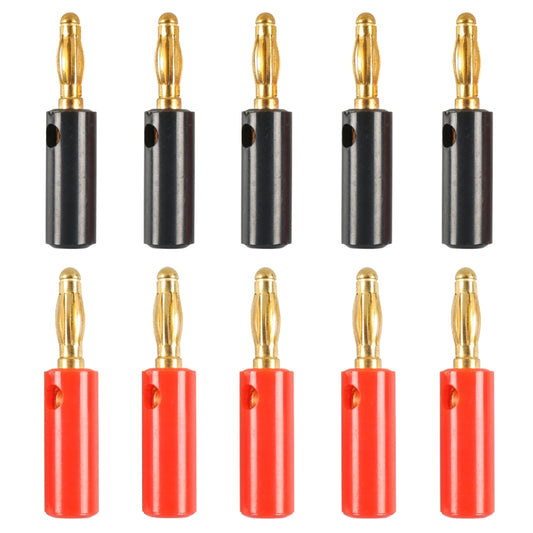 A6545 10 in 1 Car Red and Black Cover Gold-plated 4mm Banana Head Audio Plug - In Car by buy2fix | Online Shopping UK | buy2fix