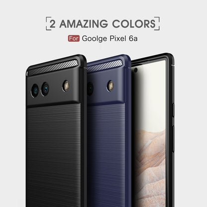 For Google Pixel 6a Brushed Carbon Fiber Texture Shockproof TPU Phone Case(Black) - Google Cases by buy2fix | Online Shopping UK | buy2fix