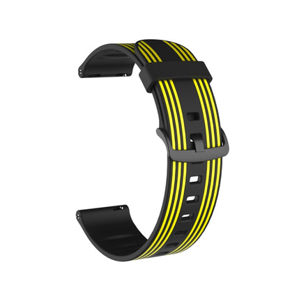 22mm Stripe Silicone Watch Band(Black Yellow) - Watch Bands by buy2fix | Online Shopping UK | buy2fix