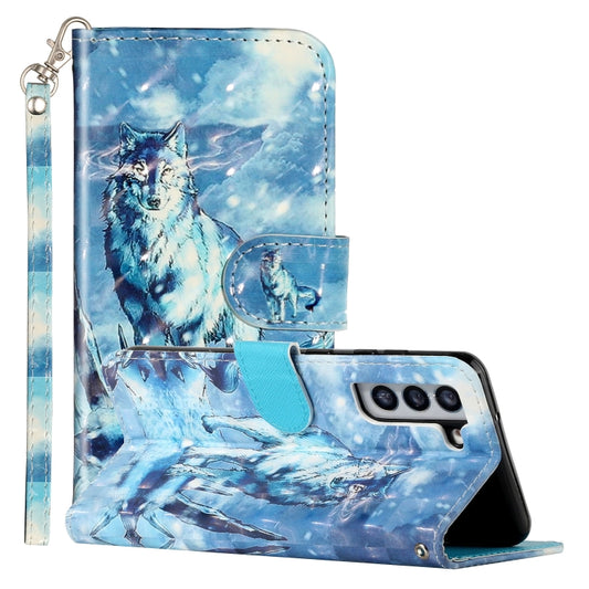 For Samsung Galaxy S22 5G 3D Pattern Horizontal Flip PU Leather Phone Case(Snow Wolf) - Galaxy S22 5G Cases by buy2fix | Online Shopping UK | buy2fix