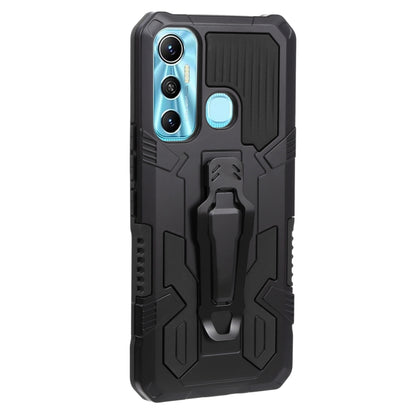 For Infinix Hot 11 Armor Warrior Shockproof PC + TPU Lanyard Phone Case(Black) - Infinix Cases by buy2fix | Online Shopping UK | buy2fix