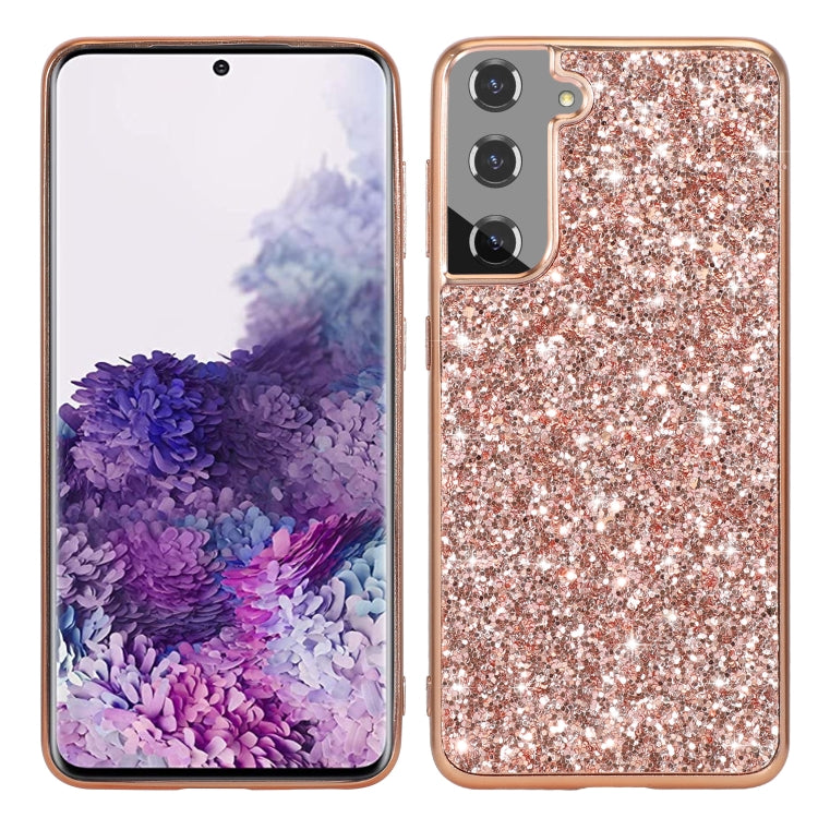 For Samsung Galaxy S22 Ultra 5G Glitter Powder Shockproof TPU Protective Phone Case(Rose Gold) - Samsung Accessories by buy2fix | Online Shopping UK | buy2fix