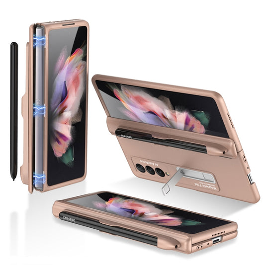 For Samsung Galaxy Z Fold3 5G GKK Magnetic Full Coverage Phone Flip Case with Pen Slot(Gold) - Galaxy Phone Cases by GKK | Online Shopping UK | buy2fix