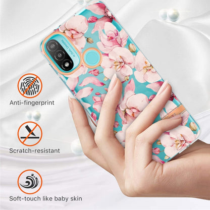 For Motorola Moto E20 / E30 / E40 Flowers and Plants Series IMD TPU Phone Case(Pink Gardenia) - Mobile Accessories by buy2fix | Online Shopping UK | buy2fix