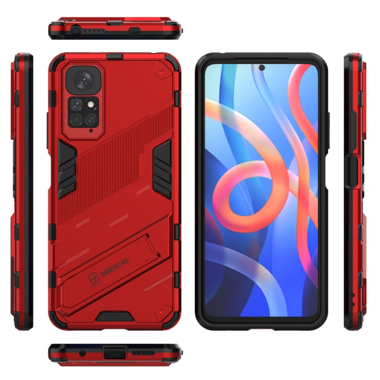 For Xiaomi Redmi Note 11 / Note 11S Global Punk Armor 2 in 1 PC + TPU Shockproof Phone Case with Invisible Holder(Red) - Xiaomi Cases by buy2fix | Online Shopping UK | buy2fix
