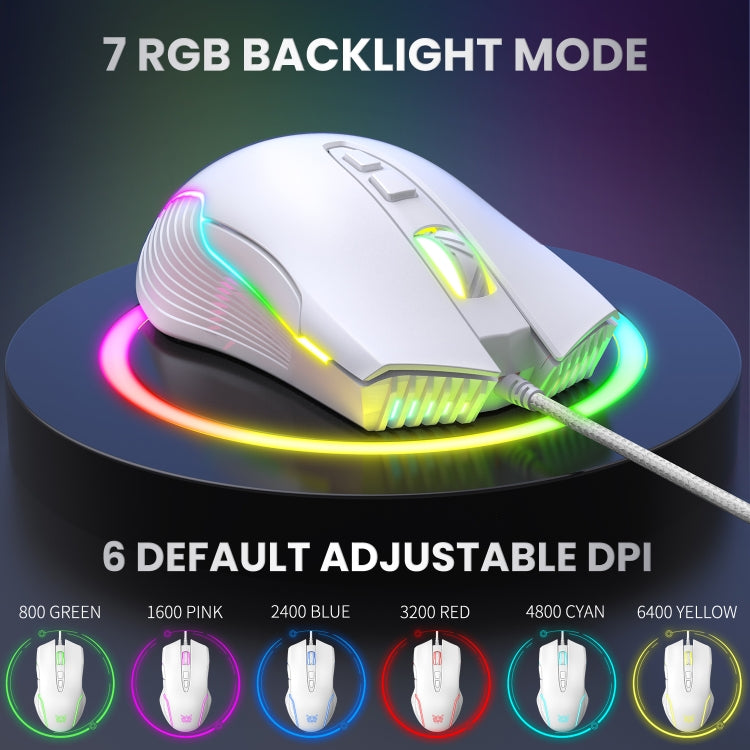 ONIKUMA CW905 RGB Lighting Wired Mouse(White) - Wired Mice by ONIKUMA | Online Shopping UK | buy2fix