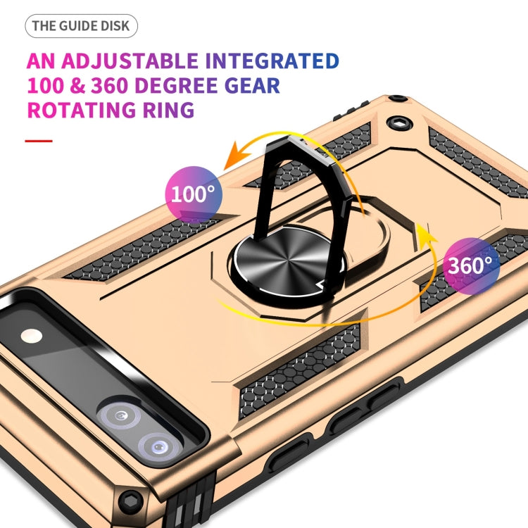 For Google Pixel 6A Shockproof TPU + PC Protective Case with 360 Degree Rotating Holder(Gold) - Google Cases by buy2fix | Online Shopping UK | buy2fix