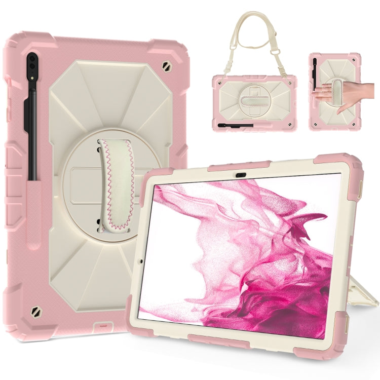 For Samsung Galaxy Tab S8+ 12.4 inch SM-X800 / SM-X806 Contrast Color Robot Shockproof Silicone + PC Tablet Case(Rose Gold+Beige) - Other Galaxy Tab PC by buy2fix | Online Shopping UK | buy2fix