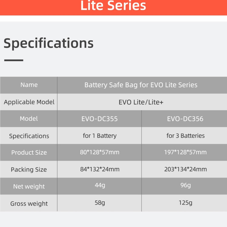 Sunnylife EVO-DC356 3 in 1 Battery Explosion-proof Bag for EVO Lite - Carry Cases by Sunnylife | Online Shopping UK | buy2fix