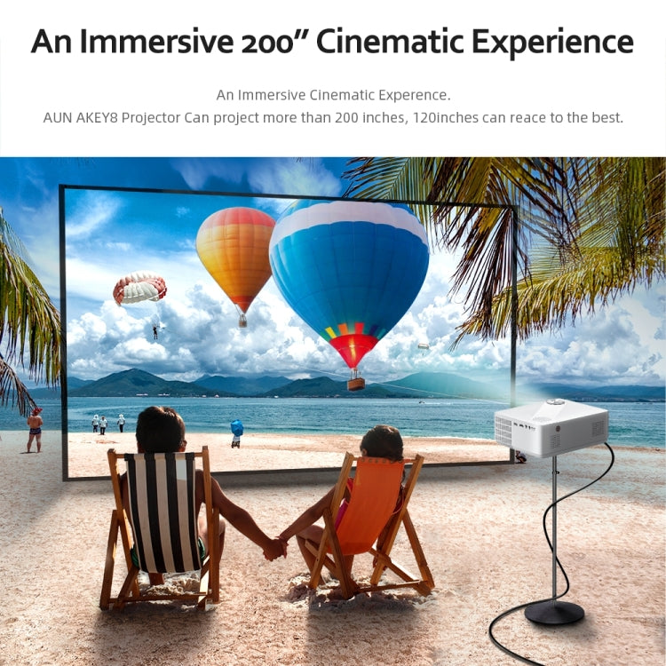 AUN AKEY8 1920x1080 6000 Lumens Portable Home Theater LED HD Digital Projector, Basic Version, UK Plug - Consumer Electronics by AUN | Online Shopping UK | buy2fix