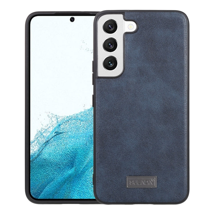 For Samsung Galaxy S22 5G SULADA Shockproof TPU + Handmade Leather Phone Case(Blue) - Galaxy S22 5G Cases by SULADA | Online Shopping UK | buy2fix