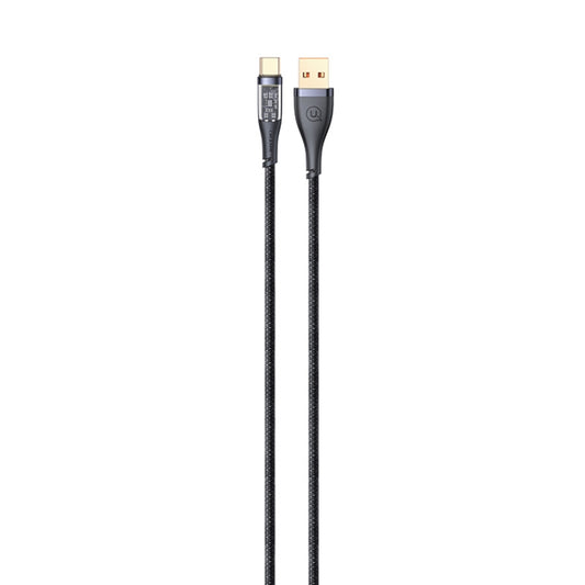 USAMS US-SJ572 Type-C / USB-C 66W Aluminum Alloy Transparent Charging Cata Cable, Length: 1.2m(Black) -  by USAMS | Online Shopping UK | buy2fix