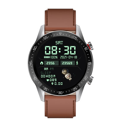 SK7Plus 1.28 inch IPS Screen Leather Strap Smart Watch, Support Bluetooth Call/Sleep Monitoring(Brown) - Smart Wear by buy2fix | Online Shopping UK | buy2fix