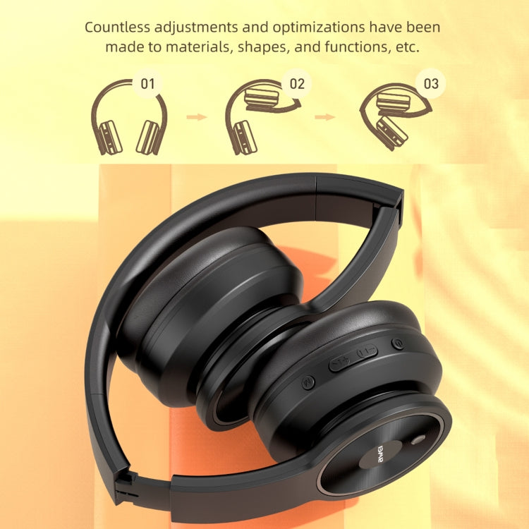 awei A996BL Foldable Wireless Bluetooth Headphone(Black) - Apple Accessories by awei | Online Shopping UK | buy2fix