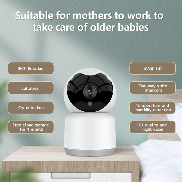 YT51 1920x1080 Home Baby Wireless Camera, Support Infrared Night Vision / Baby Crying Detection, UK Plug(White) - Security by buy2fix | Online Shopping UK | buy2fix