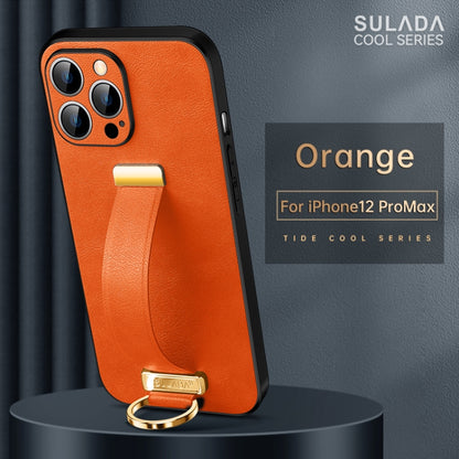 For iPhone 12 Pro Max SULADA Cool Series PC + Leather Texture Skin Feel Shockproof Phone Case (Orange) - iPhone 12 Pro Max Cases by SULADA | Online Shopping UK | buy2fix