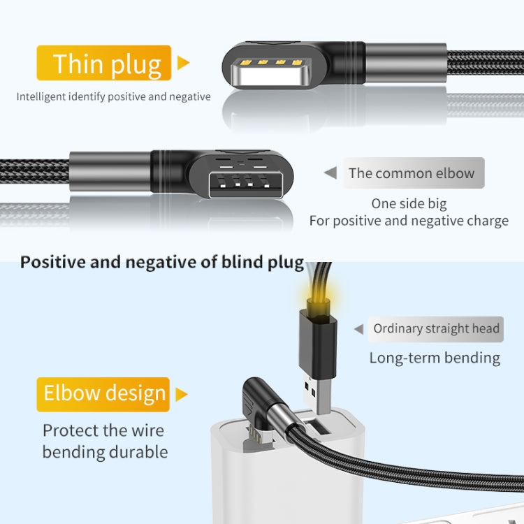 3A USB to USB-C/Type-C Double Elbow Charging Cable(3m) -  by buy2fix | Online Shopping UK | buy2fix