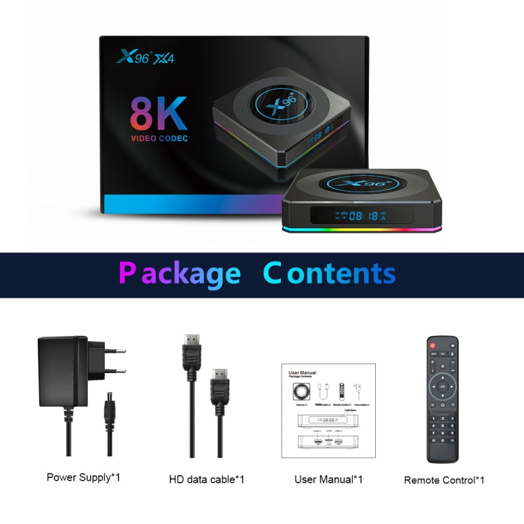 X96 X4 8K Smart TV BOX Android 11.0 Media Player, Amlogic S905X4 Quad Core ARM Cortex A55, RAM: 2GB, ROM: 16GB, Plug Type:US Plug - Consumer Electronics by buy2fix | Online Shopping UK | buy2fix