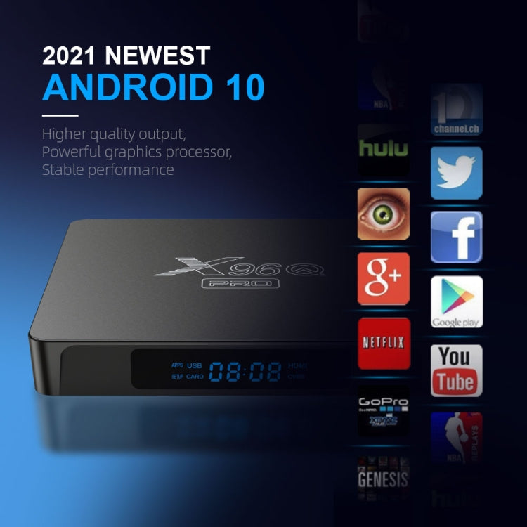 X96Q PRO 4K Smart TV BOX Android 10.0 Media Player, Allwinner H313 Quad Core ARM Cortex A53, RAM: 1GB, ROM: 8GB, Plug Type:US Plug - Consumer Electronics by buy2fix | Online Shopping UK | buy2fix