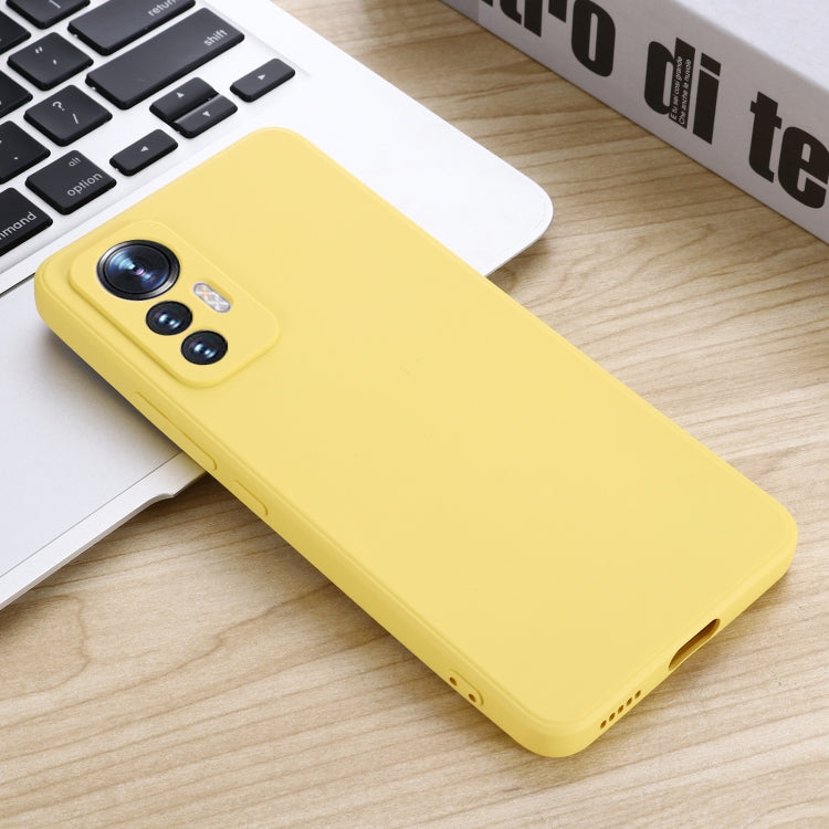 For Xiaomi 12 Lite Solid Color Liquid Silicone Full Coverage Phone Case(Yellow) - Xiaomi Accessories by buy2fix | Online Shopping UK | buy2fix