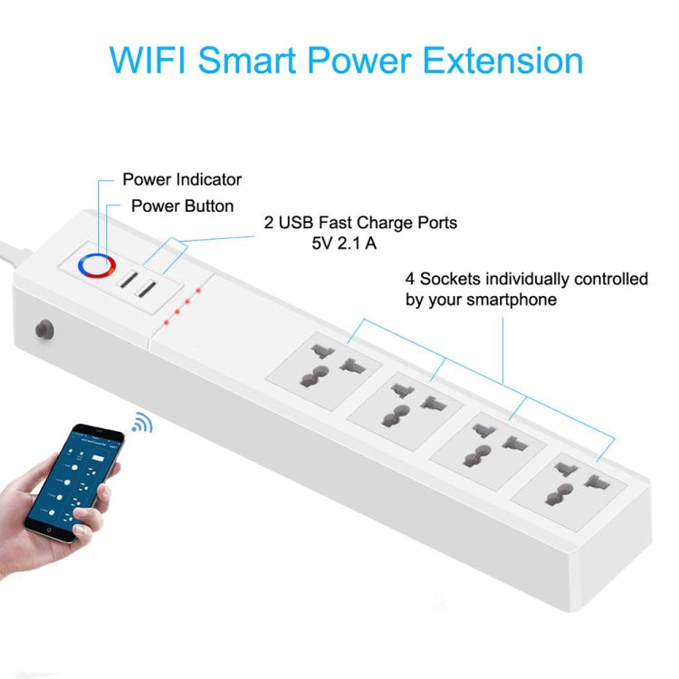 WiFi 16A SM-SO306-M 4 Holes + 2 USB Multi-purpose Smart Power Strip(US Plug) - Consumer Electronics by buy2fix | Online Shopping UK | buy2fix