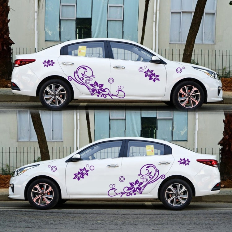 2 PCS/Set D-75 Flower Vine Pattern Car Modified Decorative Sticker(Purple) - In Car by buy2fix | Online Shopping UK | buy2fix