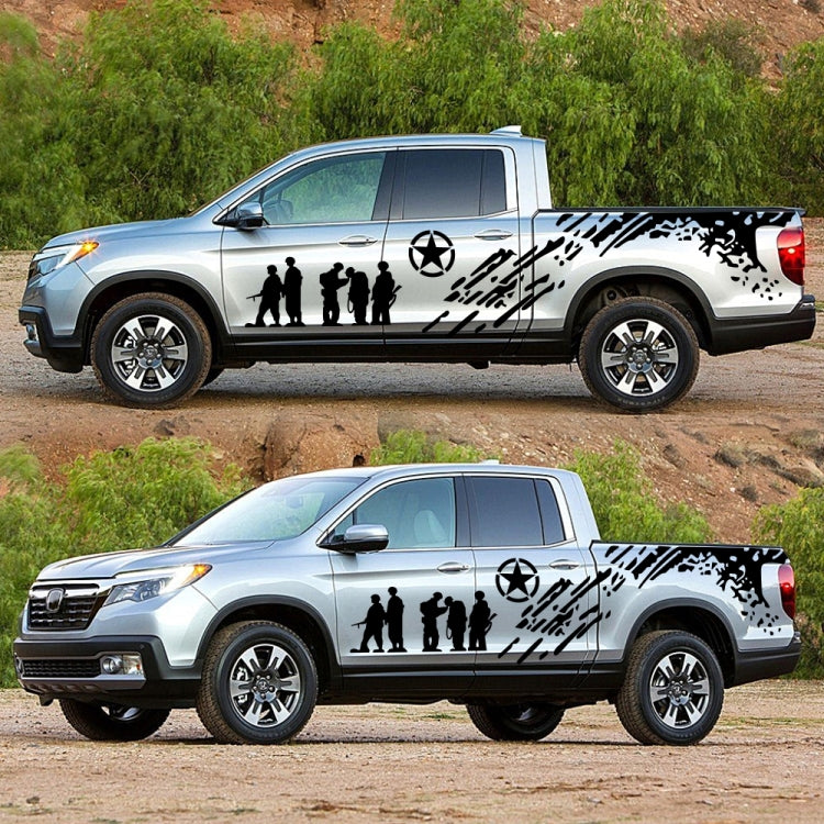 2 PCS/Set D-123 Soldiers Pattern Car Modified Decorative Sticker(Black) - In Car by buy2fix | Online Shopping UK | buy2fix