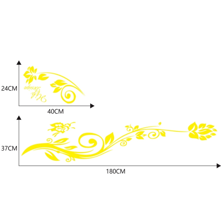 2 PCS/Set D-251 Butterfly Love Flowers Pattern Car Modified Decorative Sticker(Yellow) - In Car by buy2fix | Online Shopping UK | buy2fix