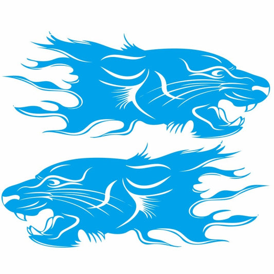 2 PCS/Set D-417 Lion Pattern Car Modified Decorative Sticker(Blue) - In Car by buy2fix | Online Shopping UK | buy2fix