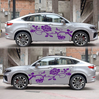 2 PCS/Set D-545 Rose Pattern Car Modified Decorative Sticker(Purple) - In Car by buy2fix | Online Shopping UK | buy2fix