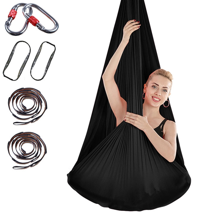 Indoor Anti-gravity Yoga Knot-free Aerial Yoga Hammock with Buckle / Extension Strap, Size: 400x280cm(Black) - Outdoor & Sports by buy2fix | Online Shopping UK | buy2fix