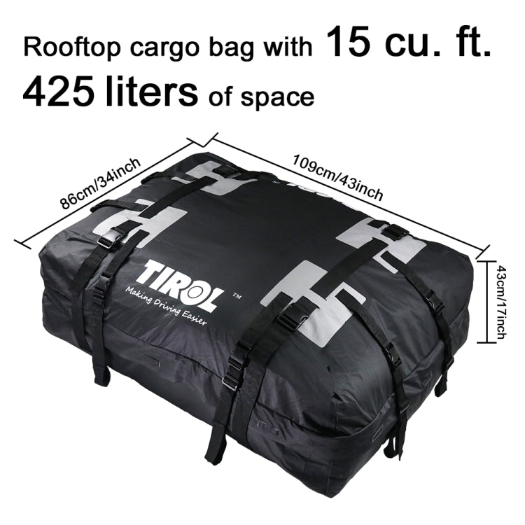 TIROL T24528 15 Cubic Foot Car Universal Rainproof Roof Luggage Outdoor Camper Roof Bag - In Car by buy2fix | Online Shopping UK | buy2fix