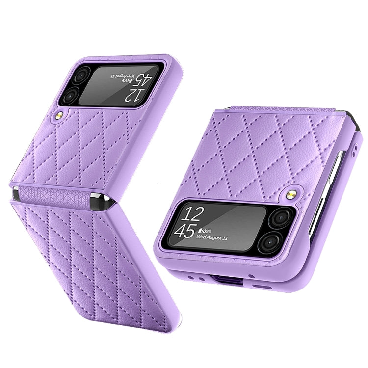 For Samsung Galaxy Z Flip4 Diamond Lattice Hinge Phone Case(Purple) - Galaxy Z Flip4 5G Cases by buy2fix | Online Shopping UK | buy2fix