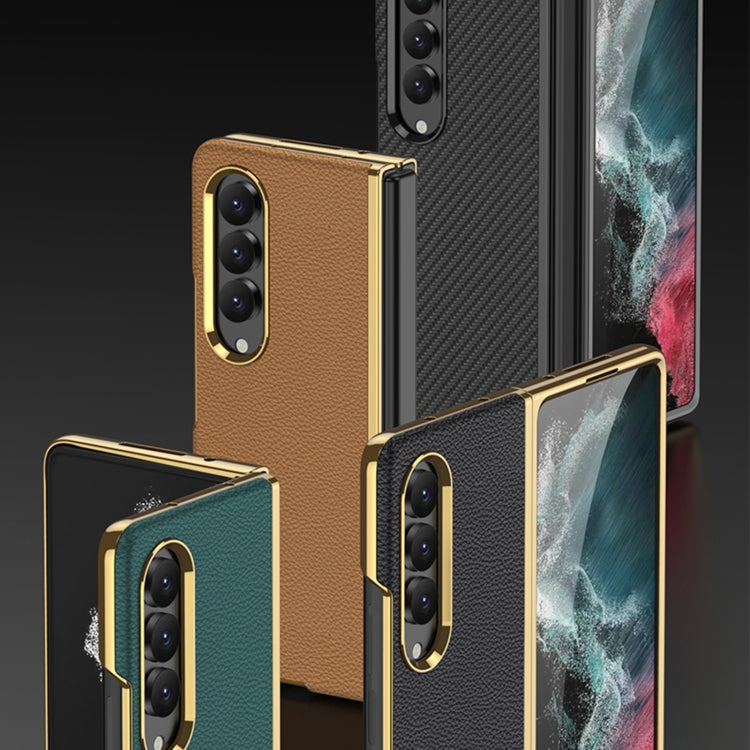 For Samsung Galaxy Z Fold4 GKK Electroplating Leather Surface Phone Case(Gold Black) - Galaxy Z Fold4 5G Cases by GKK | Online Shopping UK | buy2fix