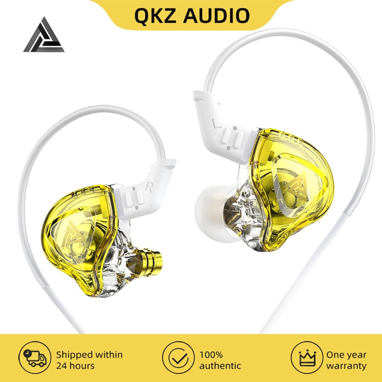 QKZ DMX Sports In-ear HIFI 3.5mm Wired Control Earphone with Mic(Transparent Yellow) - In Ear Wired Earphone by QKZ | Online Shopping UK | buy2fix