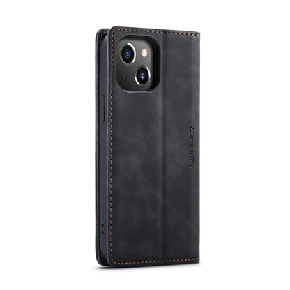 For iPhone 14 CaseMe-013 Multifunctional Retro Frosted Leather Phone Case (Black) - iPhone 14 Cases by CaseMe | Online Shopping UK | buy2fix