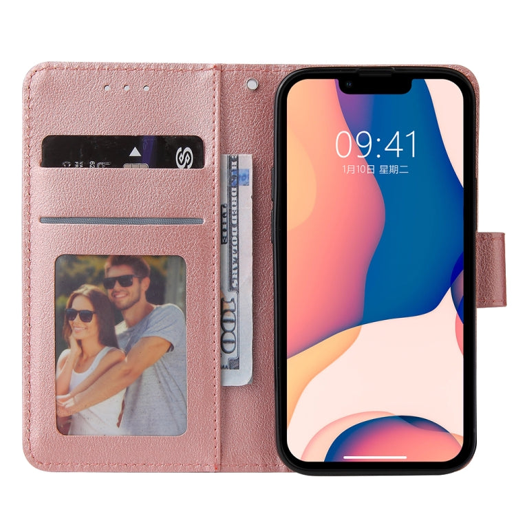 For iPhone 14 Multifunctional Horizontal Flip Leather Case with Three Card Slot (Rose Gold) - Apple Accessories by buy2fix | Online Shopping UK | buy2fix