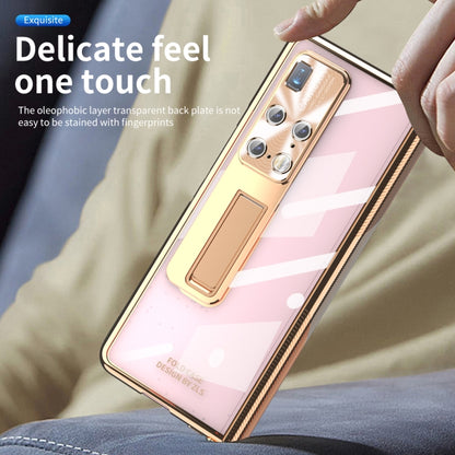 For Huawei Mate X2 Magnetic Hinges Plating Phone Case with Holder(Champagne Gold) - Huawei Cases by buy2fix | Online Shopping UK | buy2fix