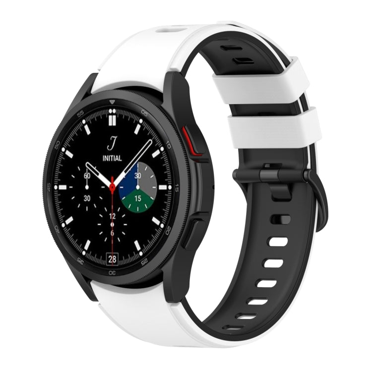 For Samsung Galaxy Watch5 Pro 45mm/5 44mm/5 40mm Two-color Silicone Strap Watch Band(White Black) - Smart Wear by buy2fix | Online Shopping UK | buy2fix