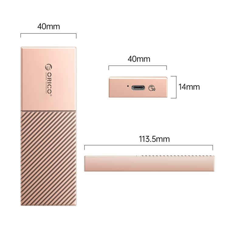 ORICO M207C3-G4-RG 20Gbps USB3.2 Gen2x2 Type-C M.2 NVMe SSD Enclosure(Gold) - HDD Enclosure by ORICO | Online Shopping UK | buy2fix