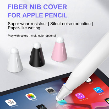 8 PCS / Set Fiber Texture Nib Protector For Apple Pencil(Black) - Pencil Accessories by buy2fix | Online Shopping UK | buy2fix